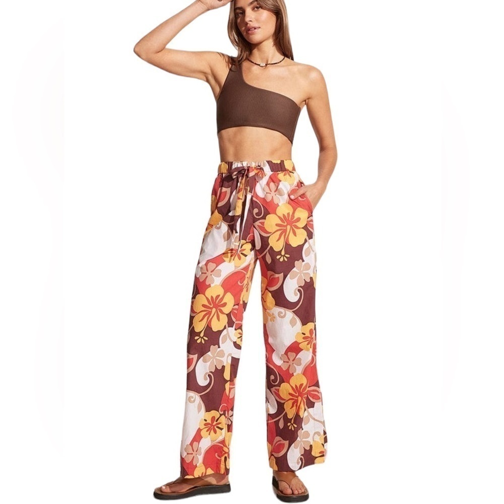 NEW FAITHFULL THE‎ BRAND Celvia Pant Ulani Floral Print Wide Leg Pull Size Small